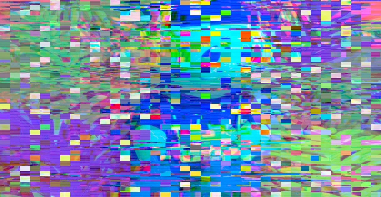 Digital block displacement on a panda video
