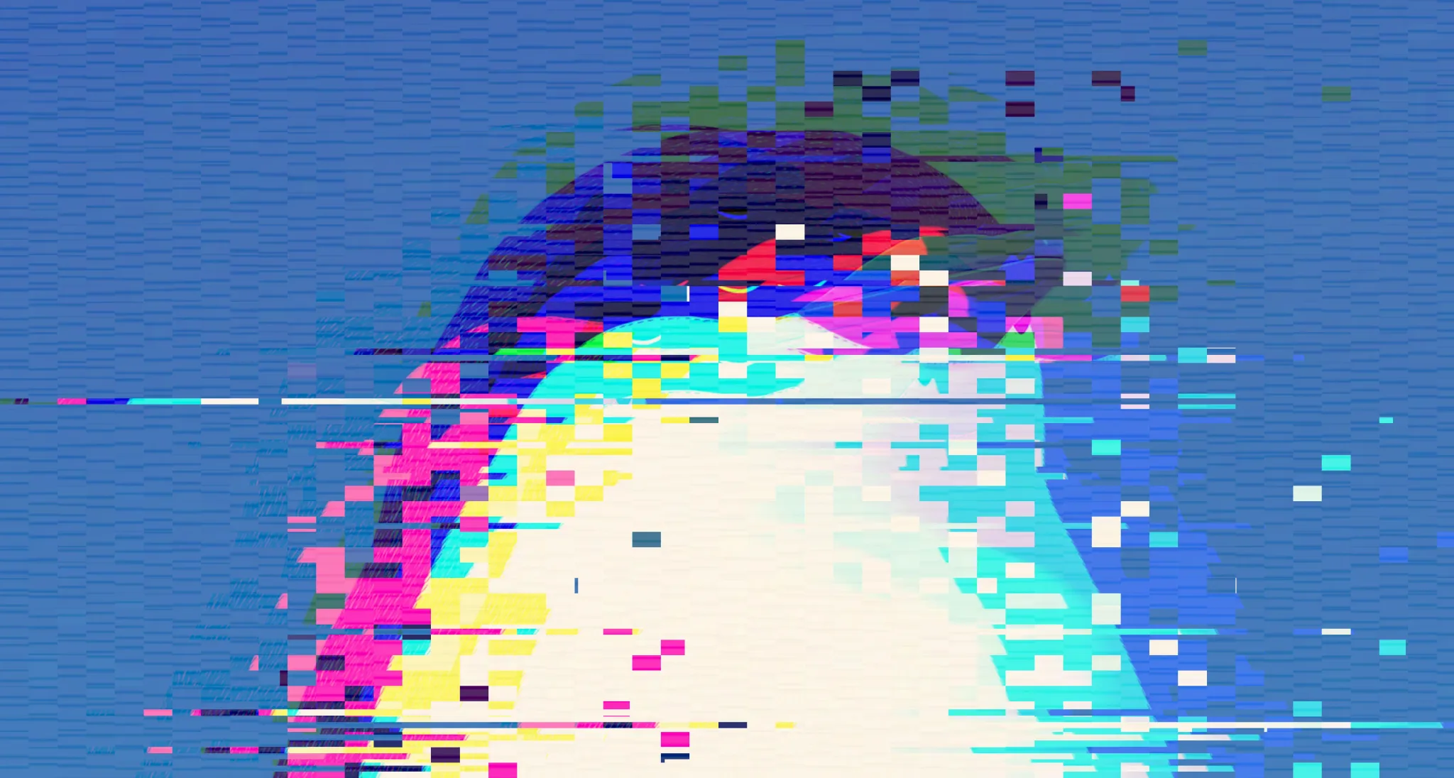 VHS glitch effect with horizontal distortion and color bleeding