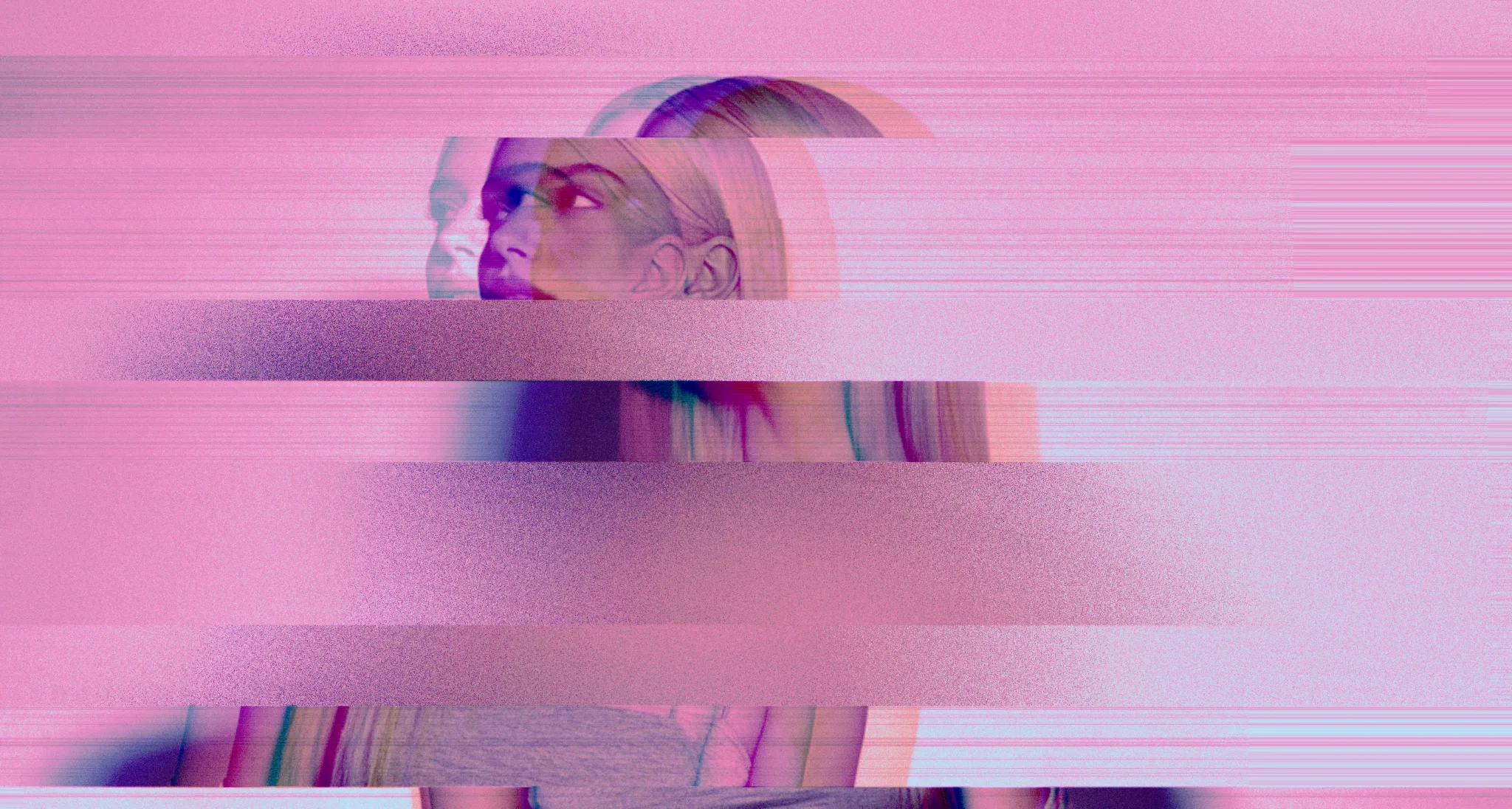Glitch effect with visual distortion and artifacts