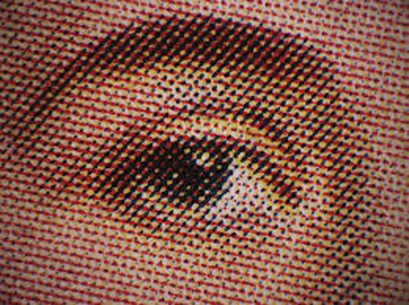 Macro photograph showing individual halftone dots