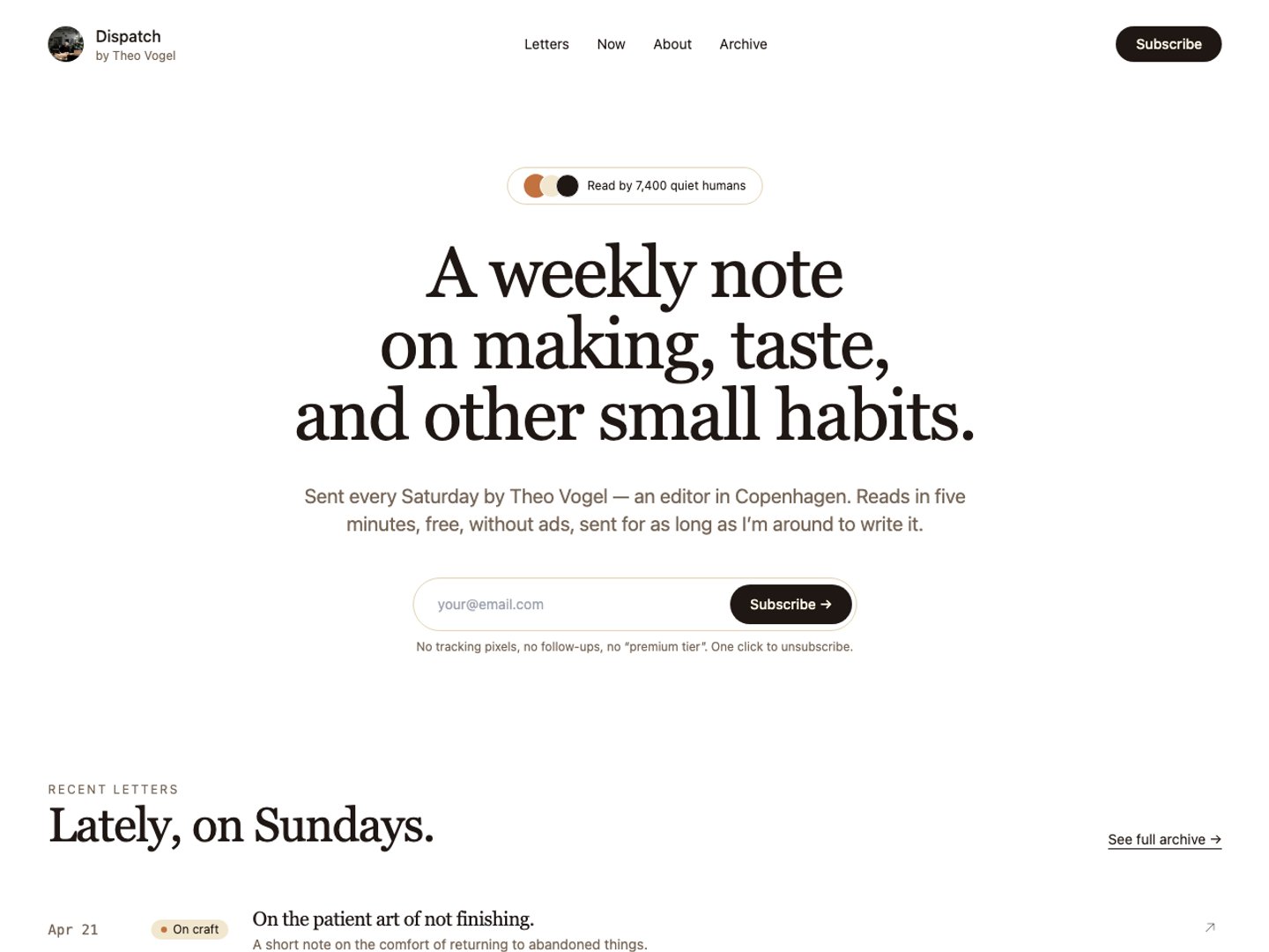 Dispatch—Personal Newsletter preview
